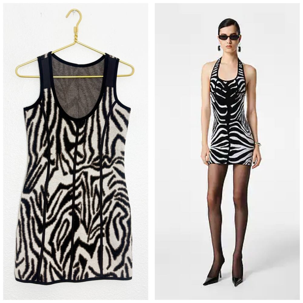 Valentino Animal Print Wool Aline Mini Dress Size 40/4 Zebra Print Chic Cocktail
